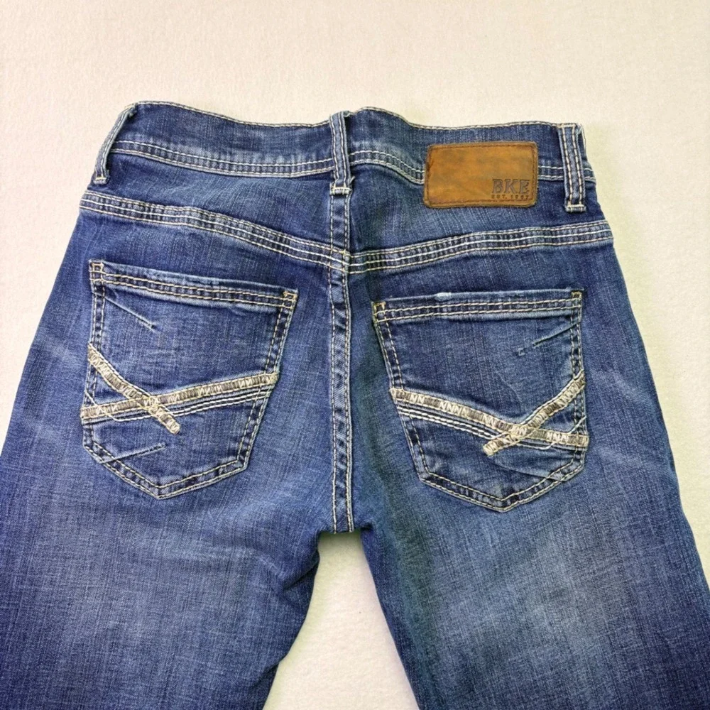 BKE Aiden Straight Leg Jeans Mens 27x30 Blue Medium Wash Contrast Stitch